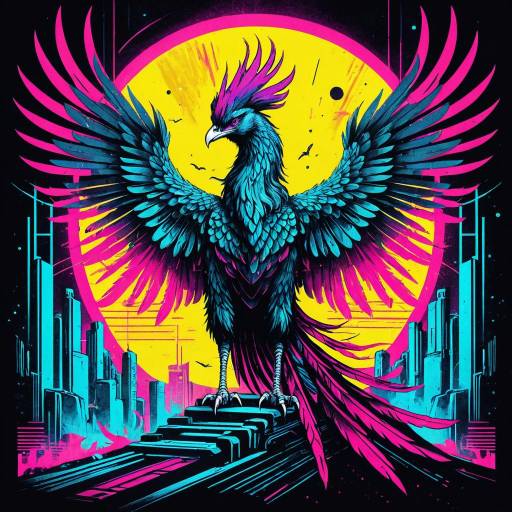 Neon Synthwave Phoenix Rising