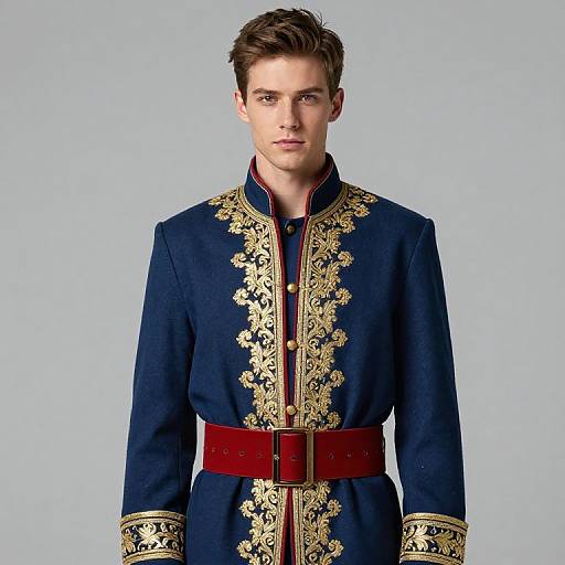 Elegant Male Figure in Blue Coat