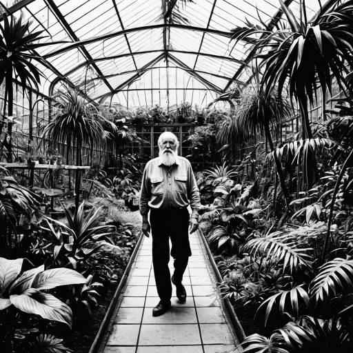 Elderly Botanist in Exotic Greenhouse