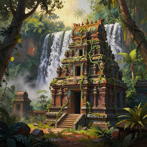 Lush Jungle Hindu Temple Ruins