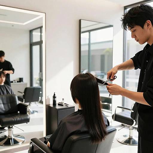 Modern Minimalist Salon Haircut Scene