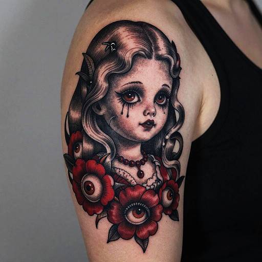 Gothic Horror Annabelle Tattoo Design