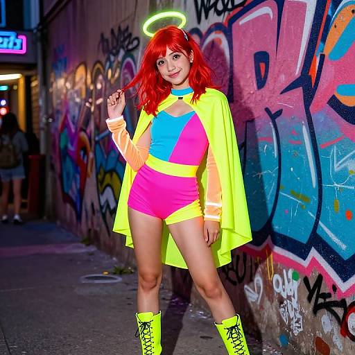 Vibrant Neon Teen Girl in City
