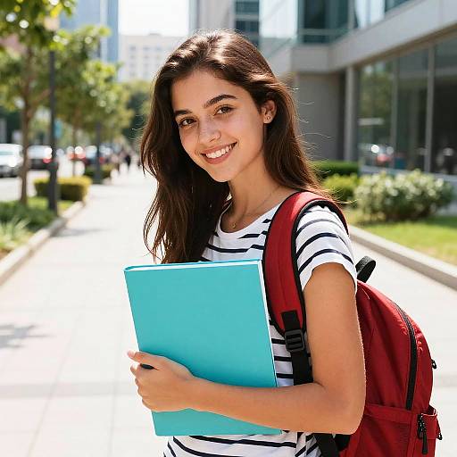 Smiling Student with Turquoise Folder