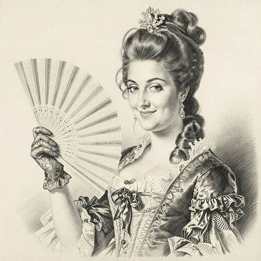 Elegant Pencil Portrait of Courtesan