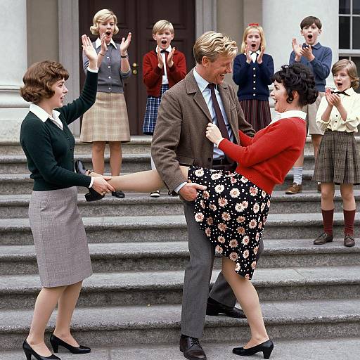 Dynamic 1960s Street Scene with Emotions