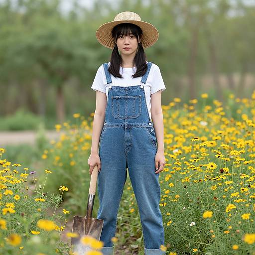 Woman in Garden with Shovel