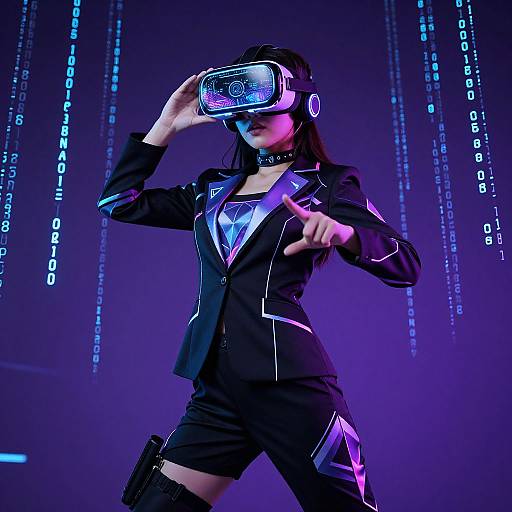 Cyberpunk Gamer Girl in VR Costume