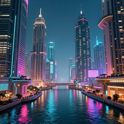 Futuristic Cyberpunk Cityscape on Water