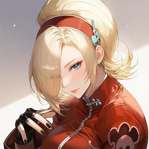 Illustration of Ash crimson, the king of fighters in the style of Kim eb