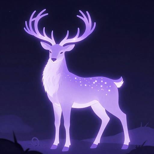 Ethereal Purple Spectral Stag Anime Illustration