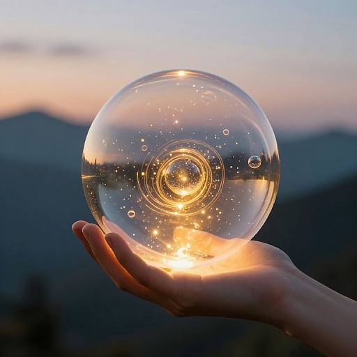 Hand Holding Luminous Miniature Universe