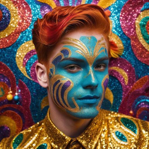 Whimsical Fantasy Man with Glitter Face Paint Whimsical Fantasy Man with Glitter Face Paint