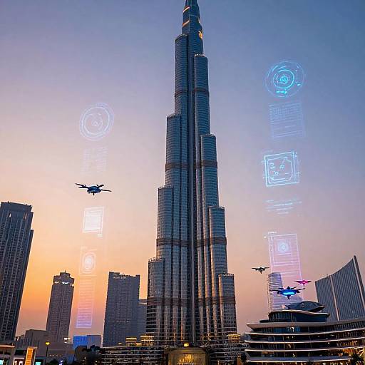 Cyberpunk Burj Khalifa at Sunset