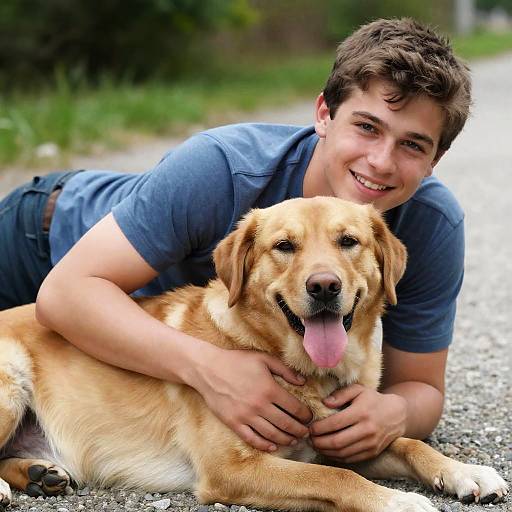Joyful Moment: Man and Dog Embrace