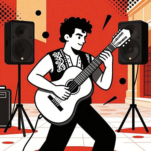 Dynamic Flamenco DJ in Urban Plaza