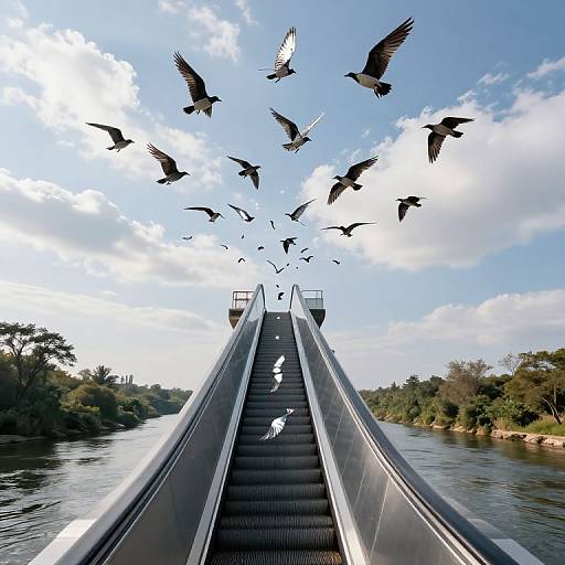Celestial River with Mirrored Birds