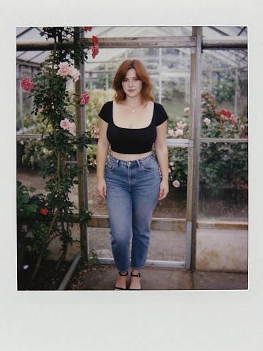 Curvy Woman in Greenhouse Polaroid