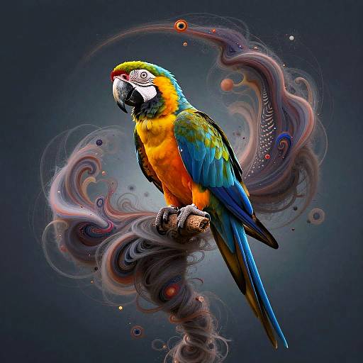 Majestic Macaw on Swirling Tornado