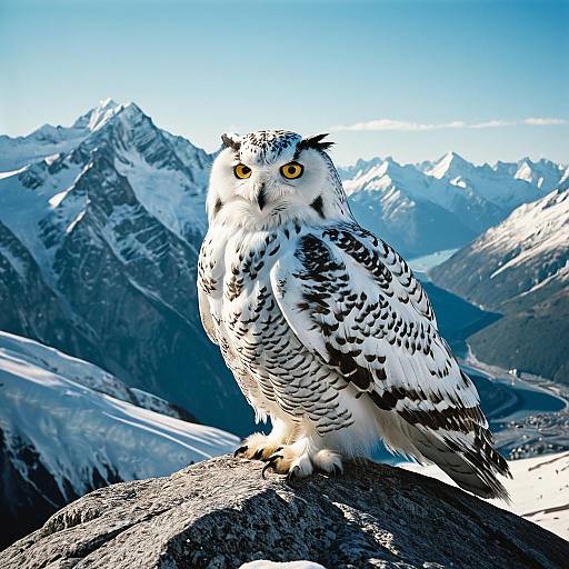 Snowy Owl on Alpine Rock