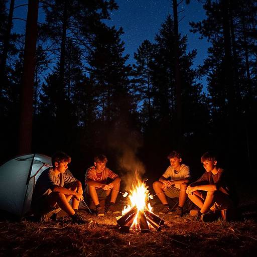 Teen Boys Cozy Campfire Night