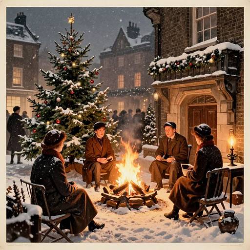 Vintage 1940s London Christmas Scene