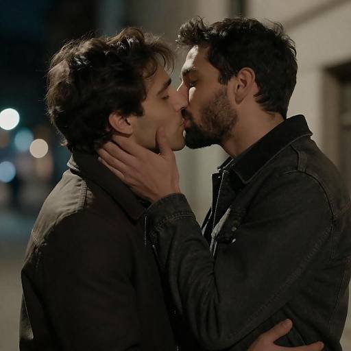 Urban Night Passionate Kiss Between Men
