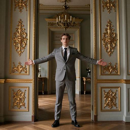 Confident Man in Ornate Doorway
