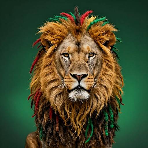 Regal Lion with Rastafarian Dreadlocks