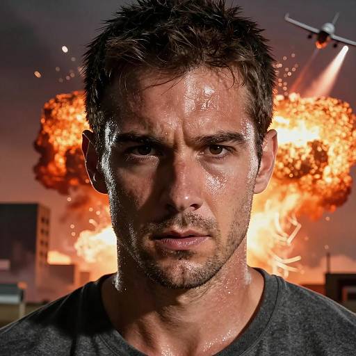 Dramatic Close-Up of Intense Man