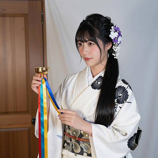 Elegant Asian Woman in Traditional Kimono