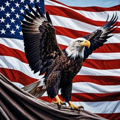 Majestic Bald Eagle With American Flag