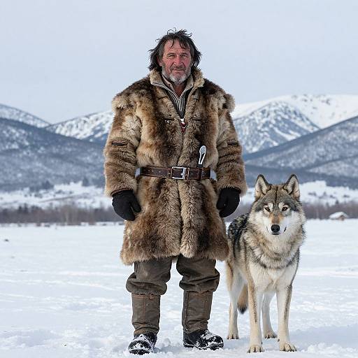 Old Sami Man in Winter Landscape