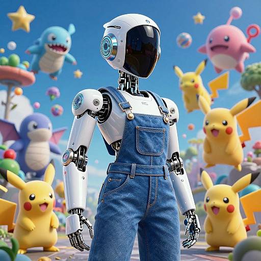 NoFace Robot in Overalls Artwork