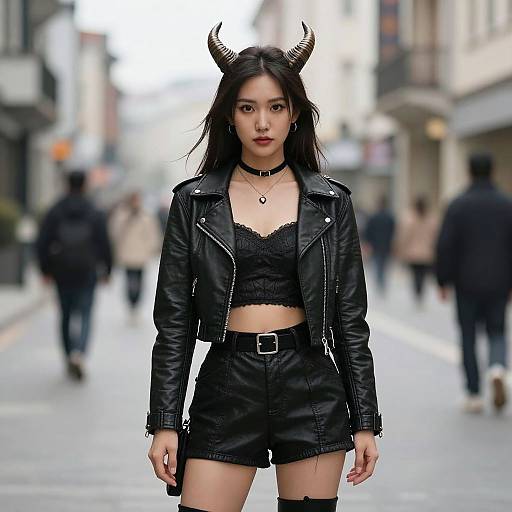 Rock Style Horned Woman Costume