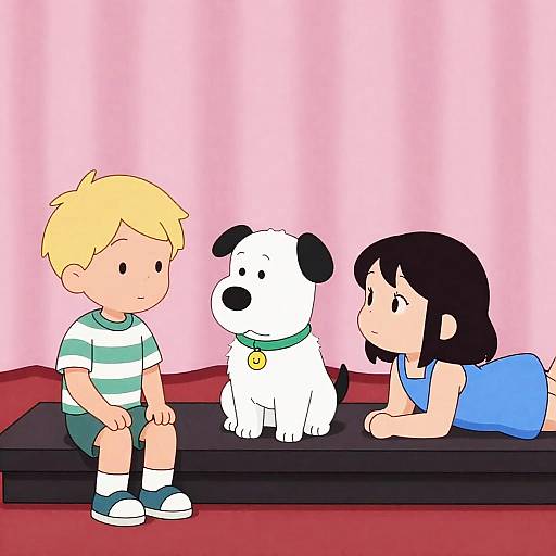 Whimsical Trio: Cartoon Friends Scene