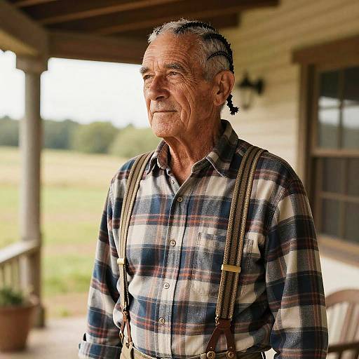 Elderly Man with Cornrows Portrait