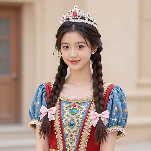 Regal Girl with Braids and Crown