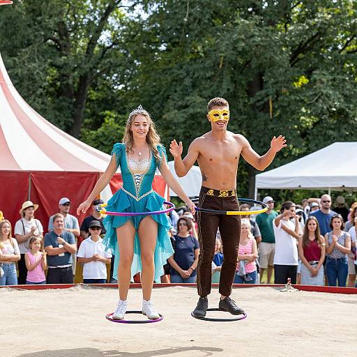 Circus Couple Balancing in Costume