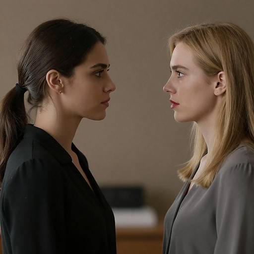 Close-Up Portrait of Two Women Facing Each Other