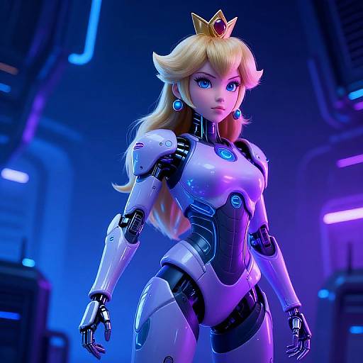 Cyberpunk Neon Princess Peach Scene