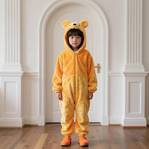 Photorealistic Asian Girl in Winnie Pooh Costume