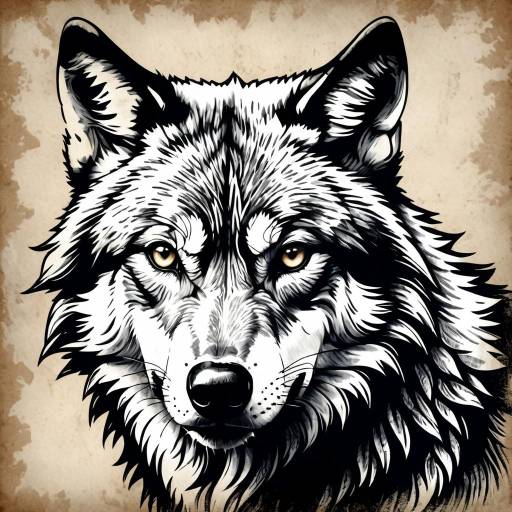 Majestic Monochrome Wolf Portrait Art