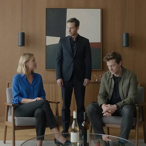 Modern Room with Three People Interaction