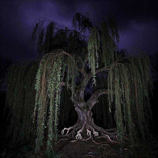 Gnarled Willow Grove Nightscape
