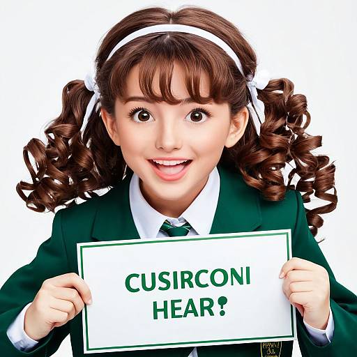 Excited School Girl Holding Sign