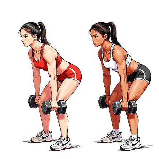 Sketch Illustration of Women Weightlifting