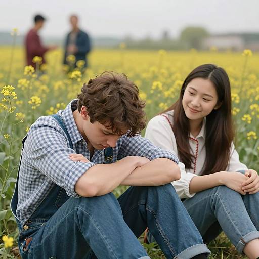 Emotional Rural Scene with Young Couple