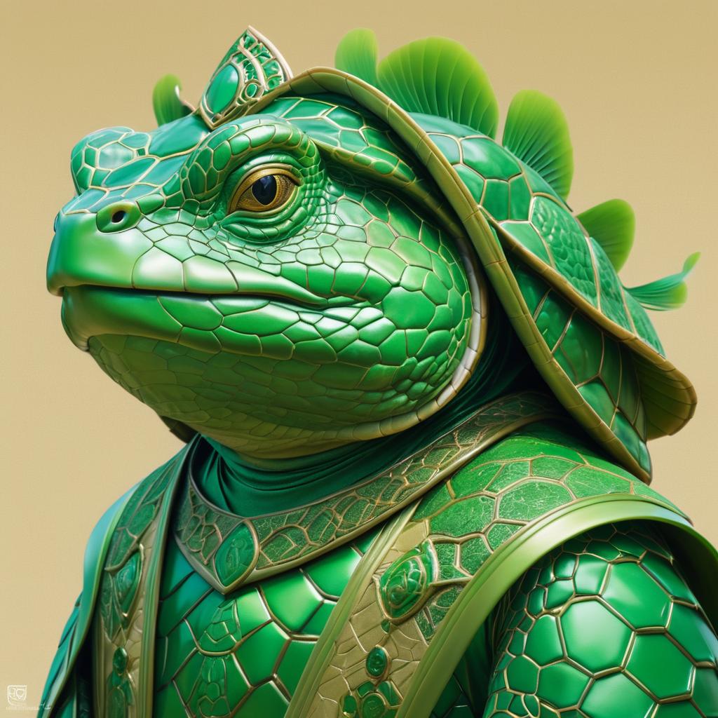 Elegant Anthropomorphic Turtle Digital Artwork