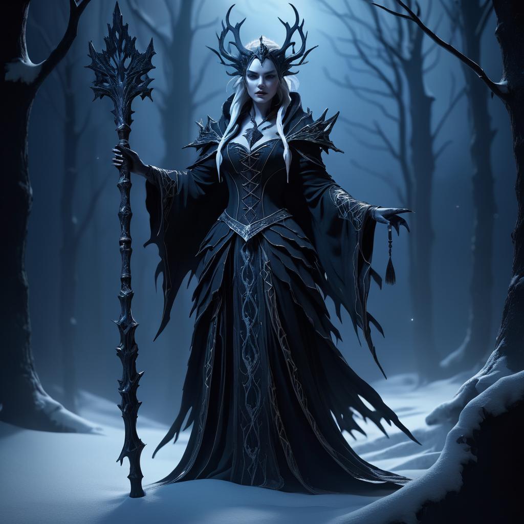 Cursed Banshee in Snowy Night Scene